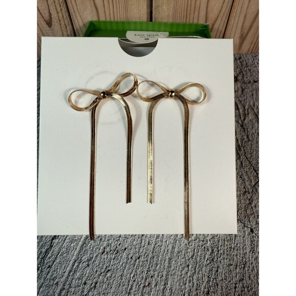 NWT Kate Spade x Target Gold Bow Linear Drop Stud Earrings - Picture 4 of 8
